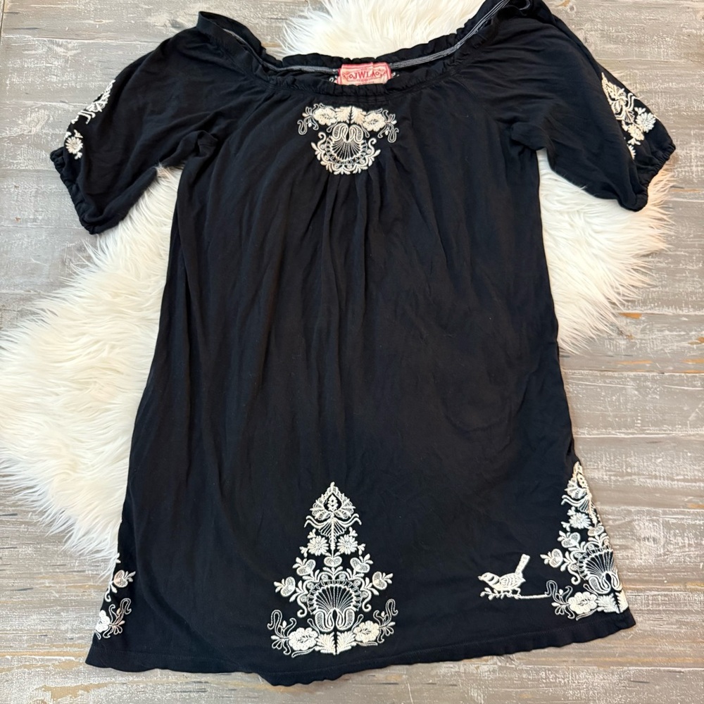 JWLA Johnny Was LA Black Embroidered Off The Shoulder Dress - Picture 2 of 5